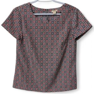 J. Crew Blouse Blue Coral Geo Print Top